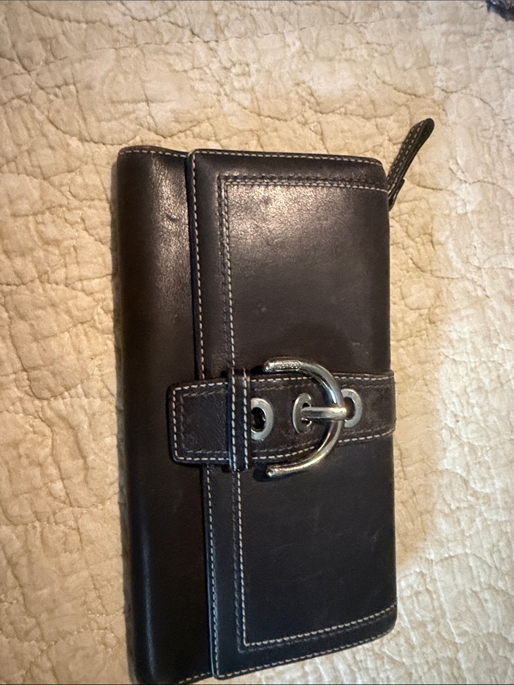 Men's Black Leather Wallet with Silver Buckle